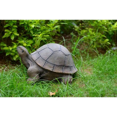 10.5" Polyresin Large Crawling Turtle Outdoor Statue Green - Hi-Line Gift