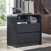 SinCiDo Set of 2 Nightstands, 25" Tall Modern Wood Bedside Table w/2 Drawers & Charging Station, Curved Profile, for Bedroom, Living Room - 2 of 4