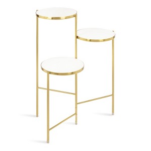 Kate and Laurel Fields Round Metal Plant Stand, 10x10x30, White - 1 of 4