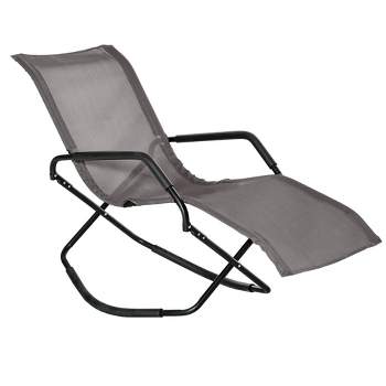 Outsunny Garden Rocking Sun Lounger Outdoor Zero-gravity Folding Reclining Rocker Lounge Chair for Sunbathing