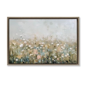 Stupell Industries Pastel Meadow Wildflowers Floating Frame Canvas Art - 1 of 4