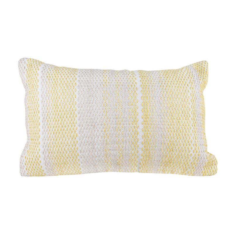 Yellow & Gray 14X22 Hand Woven Filled Outdoor Pillow - Foreside Home & Garden, 1 of 6