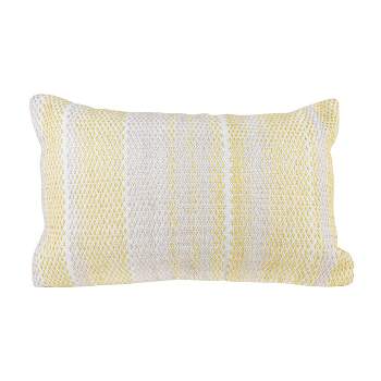 Yellow & Gray 14X22 Hand Woven Filled Outdoor Pillow - Foreside Home & Garden