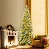 Tangkula 7.5/6 FT Artificial Christmas Tree Pre-Lit Hinged Xmas Tree w/ 820/580 Flocked Frosted Tips - 2 of 4