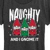 Women's - Instant Message - Naughty And I Gnome It Funny Christmas Short Sleeve Graphic T-Shirt - 2 of 4