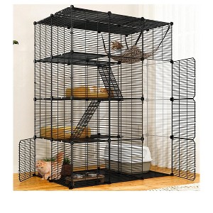 Cat Cage Indoor Large With Hammock 4 Tier Outdoor Cat Enclosure Catio Metal Kennels For 1-3 Cats DIY Detachable Pet Playpen - 1 of 4
