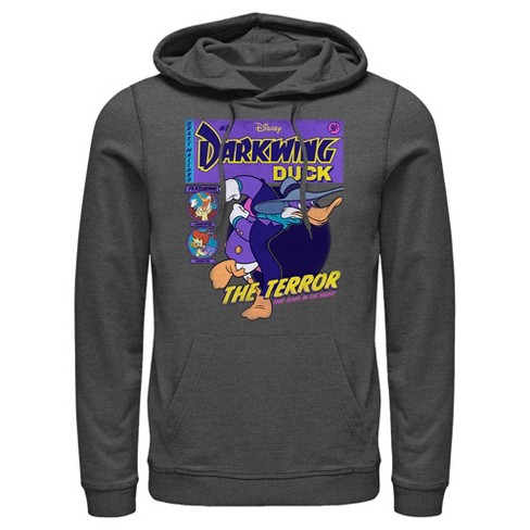 Men s Darkwing Duck Comic Cover Pull Over Hoodie Charcoal Heather Large