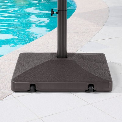 Sonkuki HDPE 90LBS Patio Square Market Umbrella Base with Wheels, Dark Brown