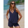 EXLURA Womens Summer 2 Piece Sets Sleeveless V Neck Knotted Tank Tops Shorts Matching Sets Vacation Cruise Beach Outfits 2025 - 3 of 4