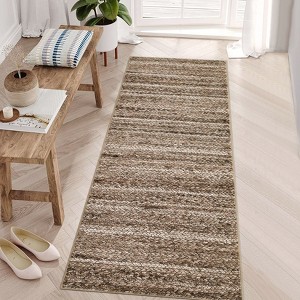 Machine Washable Runner Rugs 2x6 Modern Farmhouse Area Rugs with Non-Slip Backing Gradient Woven Hallway Rugs Non-Shedding Soft Low Pile Rug - 1 of 4