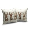 Christmas Reindeer Snowflakes Pillow Covers 18x18 Set of 2 Xmas Polka Dot Love Heart Bow Brown Elk Deer - 4 of 4