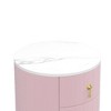 Lyngins Upholstered 3-Drawer Nightstand with Marbled Top, Round Bedside Table with Metal Handles, Side Table with Storage, End Table for Living Room - 4 of 4