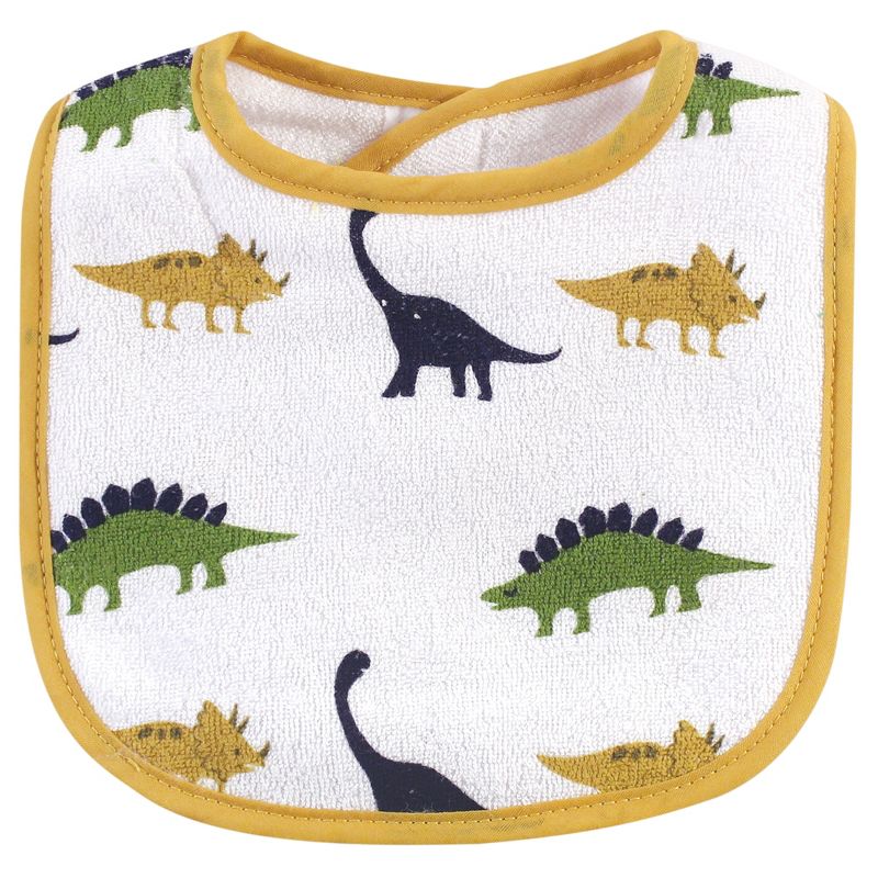 Hudson Baby Infant Boy Cotton Terry Bib and Burp Cloth Set 5pk, Messysaurus, One Size, 4 of 8
