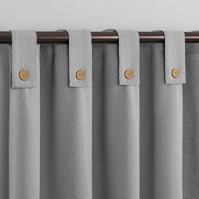 Gray Cotton Blend Tab Top Sheer Curtain Panel 40" x 63"