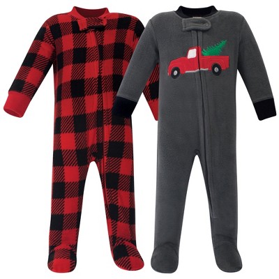 Photo 1 of Hudson Baby Infant Boy Fleece Zipper Sleep and Play 2pk, Christmas Tree