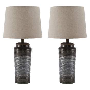 Norbert Metal Set Of 2 Table Lamp Gray  - Signature Design by Ashley