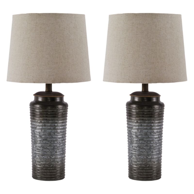 Norbert Metal Set Of 2 Table Lamp Gray  - Signature Design by Ashley, 1 of 4