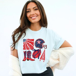 Football Flag Red and Blue - Womens Garment Dyed Tee - 1 of 3