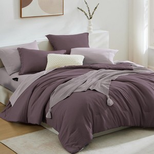 BAGOKIE 5/7 Pieces Bed in a Bag with Fitted Sheet, Flat Sheet, Pillow Sham, and Pillowcase - 1 of 4