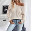 Women Blouse Long Sleeve V Neck Lace Shirt - 2 of 4