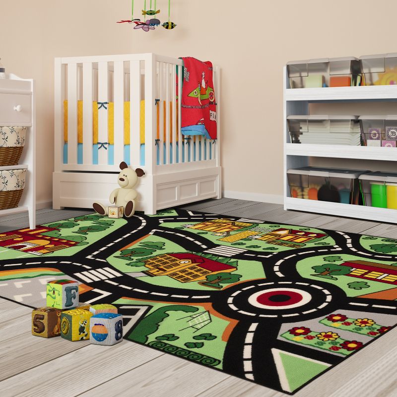 City Cruising Non-Slip Kids Playroom Decor Washable Indoor Area Rug by Blue Nile Mills, 2 of 7