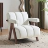 32.5'' Velvet Mid Century Modern Accent Chair with Upholstered Seat, Solid Wood Frame and Comfy Thick Cushion - 3 of 4