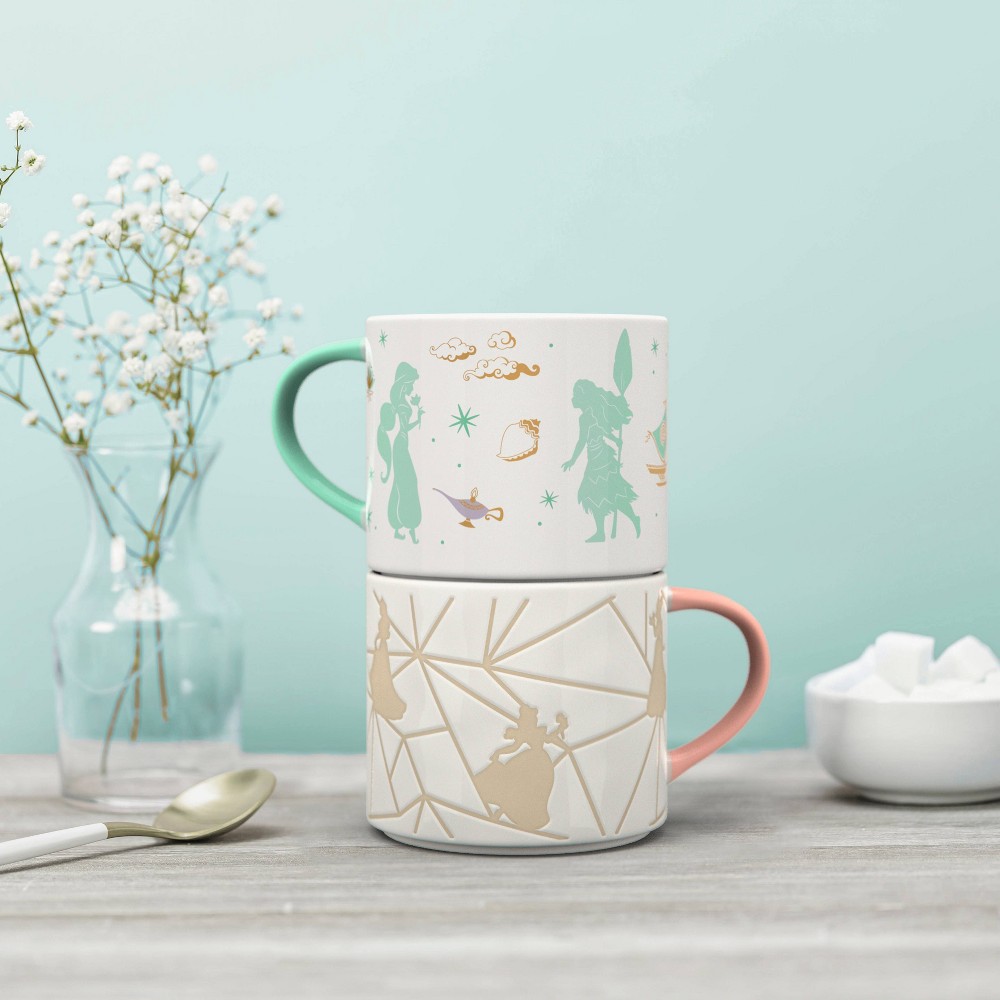 Photos - Glass ZAK Designs 2pc 15oz Ceramic Coffee Mug Stackable Set 'Disney Princess' 