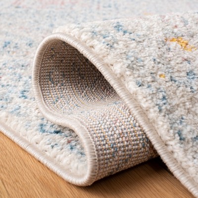 Ivory and Terracotta 5' Square Hand-Knotted Boho-Chic Area Rug