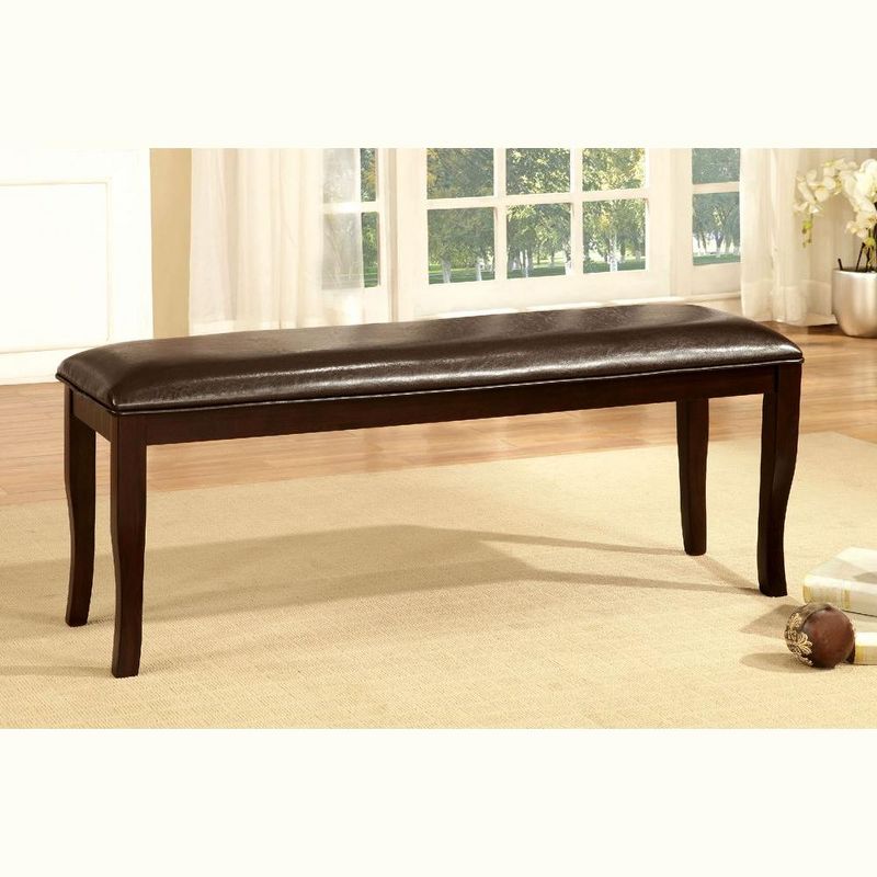 Simple Relax Padded Leatherette Seating Bench in Dark Cherry, 2 of 5