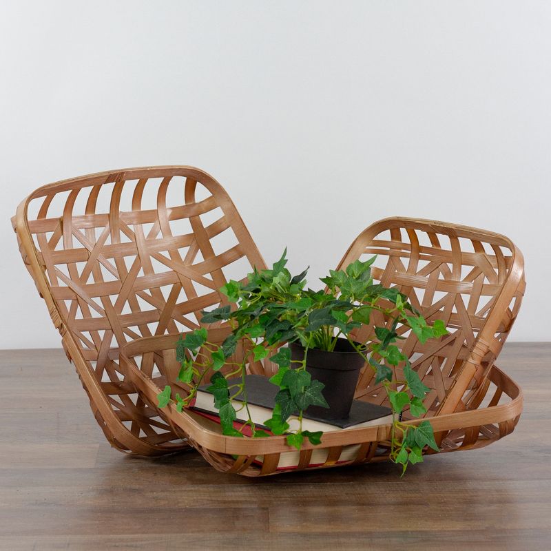 Northlight Set of 3 Brown Square Lattice Tobacco Table Top Baskets, 2 of 6