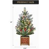 24 Inch Pre-Lit Mini Artificial Christmas Tree, Artificial Tabletop Xmas Trees with Red Berries - 2 of 4