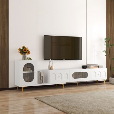NicBex Wood Extendable TV Stand with 3 Drawers Modern Entertainment Center Media Console for Living Room, Bedroom, White