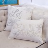 Gulches "Let It Snow" Ivory Velvet Lumbar Pillow,14x20 with Insert,Winter Fireplace Decor with Snowflake Stitch Trim - 2 of 4