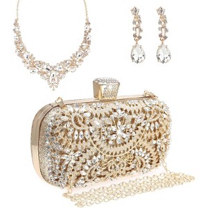 Sparkly Rhinestone Crystal Clutch Bag Glitter Sequin Bridal Purse Evening Handbag for Wedding Party Prom - 1 of 4