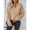 Coolmee Women Vintage V Neck Open Long Sleeve Loose Cable Knit Pullover Sweater - 2 of 4