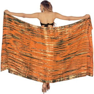 LA LEELA Women's Sarong Bikini Skirt Cover up Swimwear Summer Wraps Swimsuit Beach Wrap Coverups for Women One Size Orange, Tie Dye Design - 1 of 4