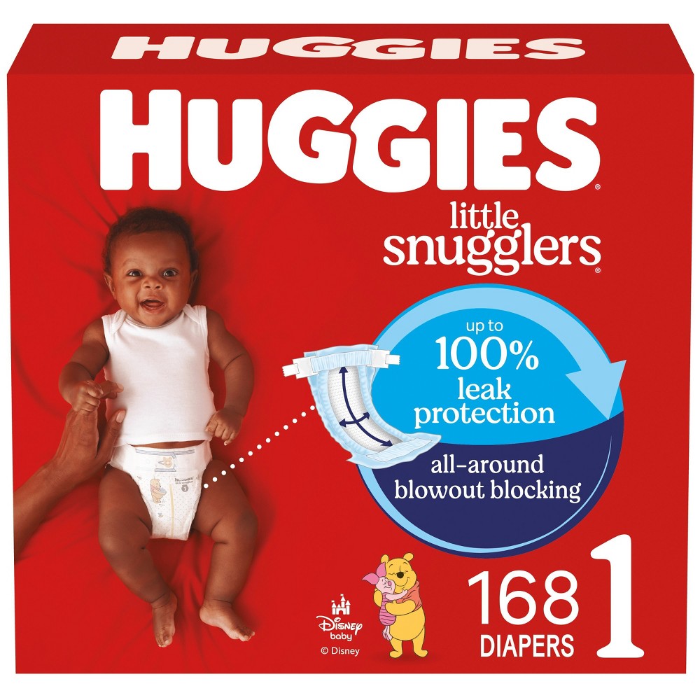 Photos - Nappies Huggies Little Snugglers Diapers Huge Pack - Size 1 - 168ct 