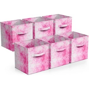 INFURNIC Utility Storage Shelves Set of 6 Foldable Collapsible Storage Box with Handles, Colorful Cube Storage Bins, Dark Pink, 10.5"*10.5"*11" - 1 of 4