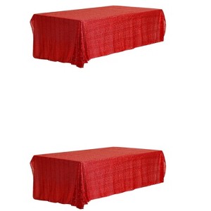 Unique Bargains 2 Pack Polyester Sequin Dining Room Parties Dances Rectangle Tablecloth Black 47"x59" - 1 of 4