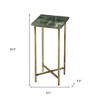 HomeRoots 21" Green and Gold Marble Drink Size Square End Table - 3 of 4