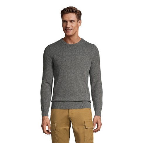 Lands' End Men's Fine Gauge Cashmere Crewneck Sweater - 2x Large - Charcoal  Heather : Target
