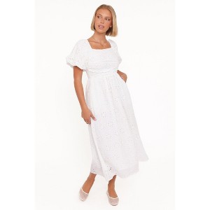 Petal and Pup Women's Clo Puff Sleeve Midi Dress - White Broderie XS
