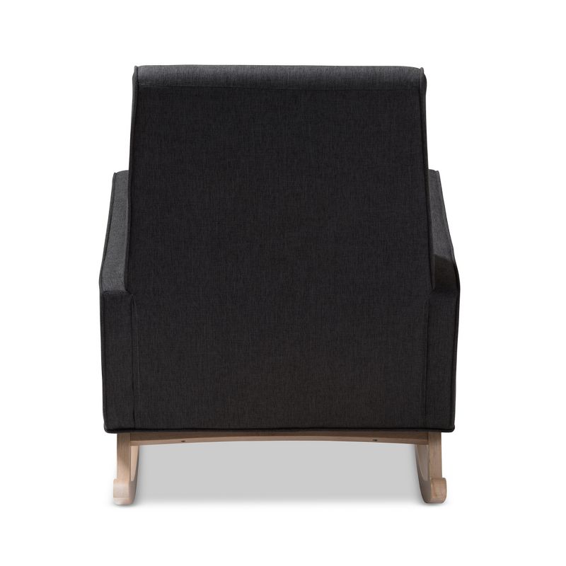 Marlena Mid - Century Modern Fabric Upholstered Whitewash Wood Rocking Chair - Baxton Studio, 5 of 11