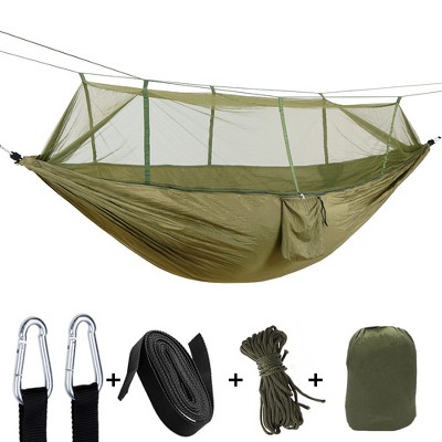 Camping Hammock, Portable Double Hammock with Net, 2 Person Hammock Tent with 2 * 10ft Straps, Best for Outdoor Hiking Survival Travel