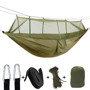 Camping Hammock, Portable Double Hammock with Net, 2 Person Hammock Tent with 2 * 10ft Straps, Best for Outdoor Hiking Survival Travel - 1 of 4