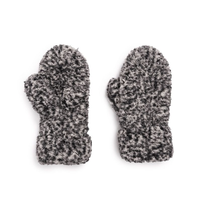 MUK LUKS Women's Shearling Mitten Accessories, Frosted Black, OS, 1 of 3