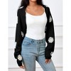 Women's Cropped Cardigan Sweater Floral Shrugs Long Sleeve Open Front Knit Top - 3 of 4