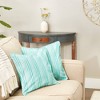 2pc 18"x18" Jewel Chambray Striped Recycled Cotton Square Throw Cover Green - Design Imports: Indoor Faux Linen, Hidden Zipper - 3 of 4
