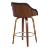 FurniFact,Swivel Counter Bar Stool with Walnut Wood Finish and Brown Faux Leather - 4 of 4