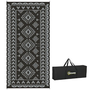 Outsunny Outdoor Patio Rug, Large Camping Carpet with Carrying Bag, Waterproof Plastic Straw, Reversible, Rhombus Patchwork - 1 of 4